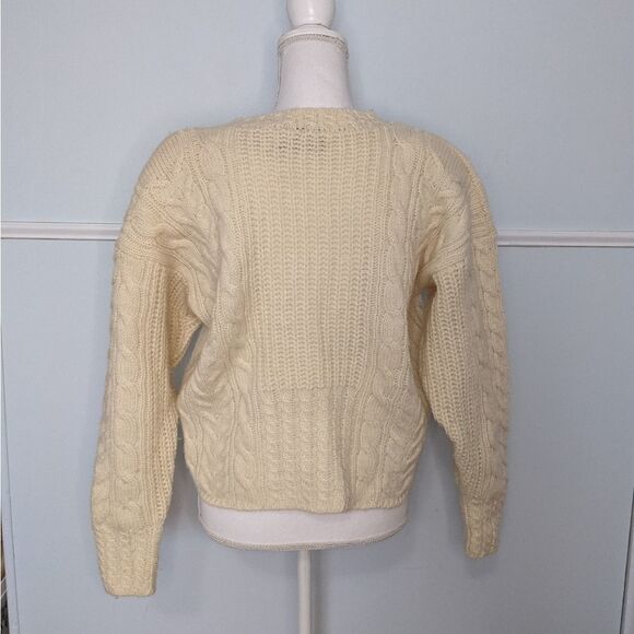 Susan Bristol Wool Cream Boxy Cable Knit Sweater S - Picture 2 of 3